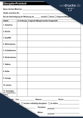Wohnungsubergabeprotokoll Muster Ubergabeprotokoll Haus Pdf